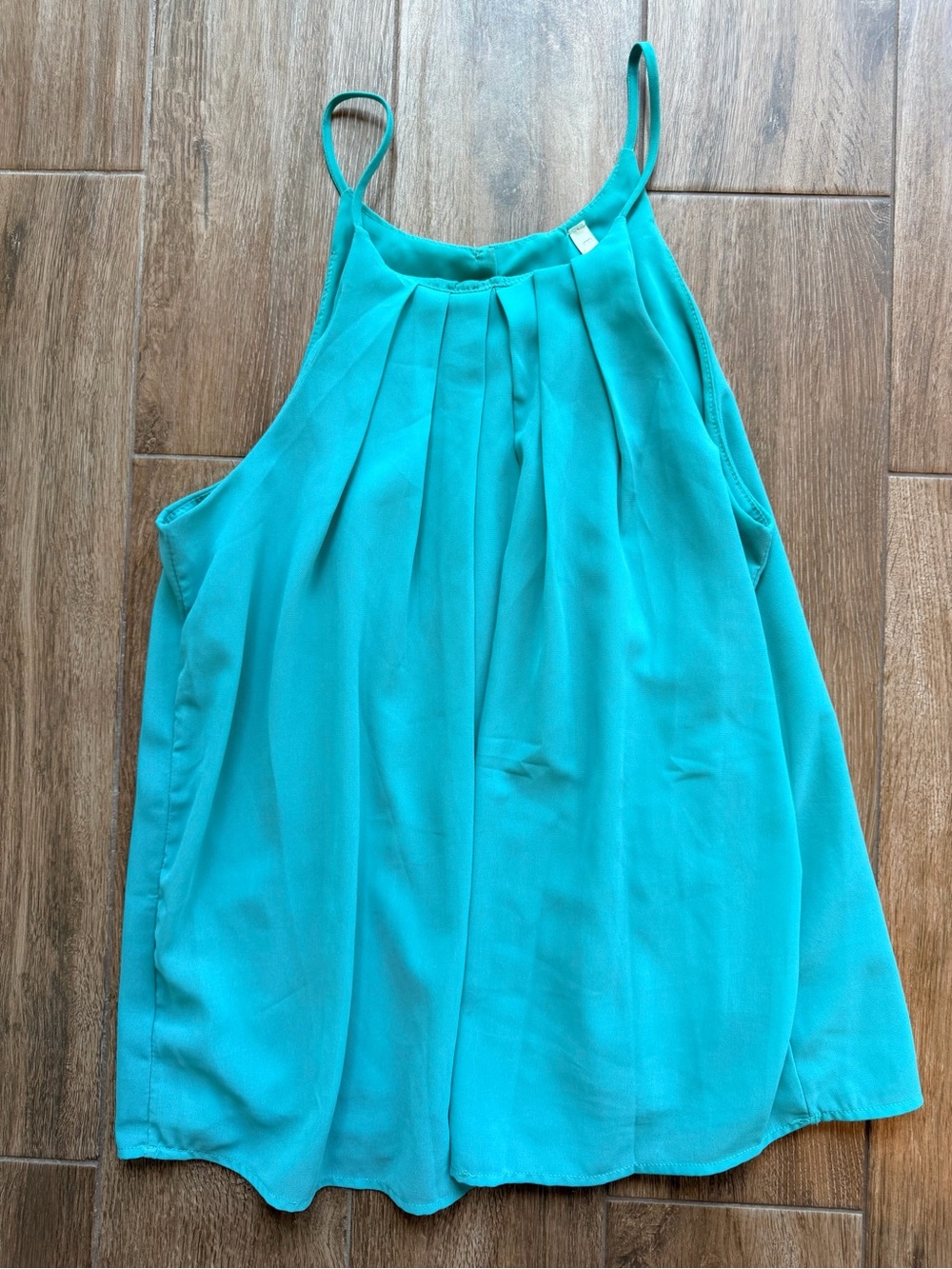 Teal Pleated Spaghetti-Strap Women's Top